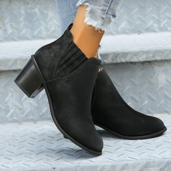 Women Fashion Plus Size Pointed Chunky Heel Short Boots