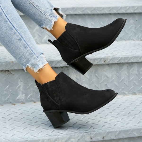 Women Fashion Plus Size Pointed Chunky Heel Short Boots