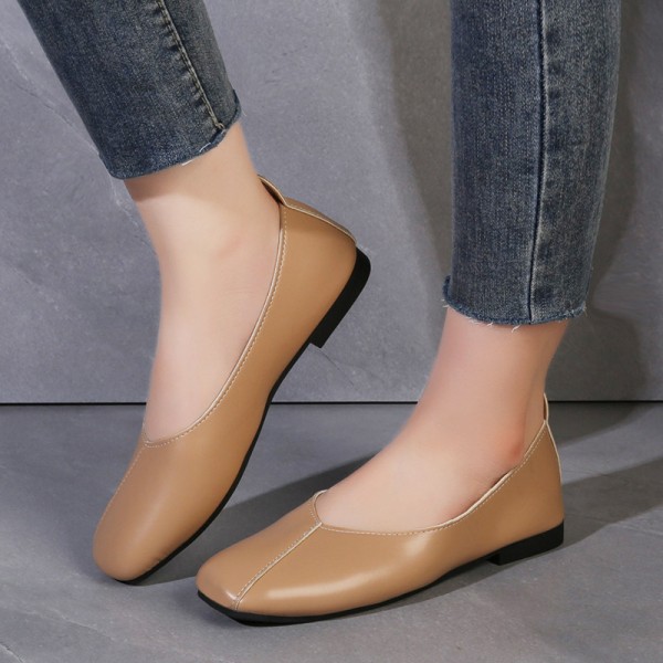 Women Fashion Solid Color Comfortable Soft Bottom PU Loafers