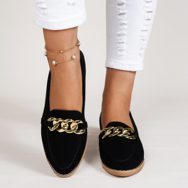 Women Fashion Casual Plus Size Leopard Metal Chain Loafers