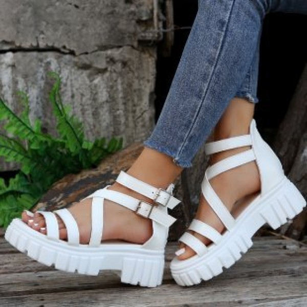 Women Fashion Plus-Size Thick-Soled Openwork Buckle Sandals