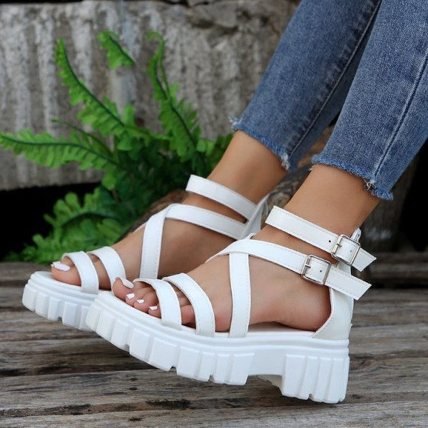 Women Fashion Plus-Size Thick-Soled Openwork Buckle Sandals