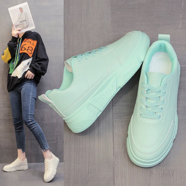 Women Fashion Casual Plus Size Thick Sole Round Toe Lace Sneakers