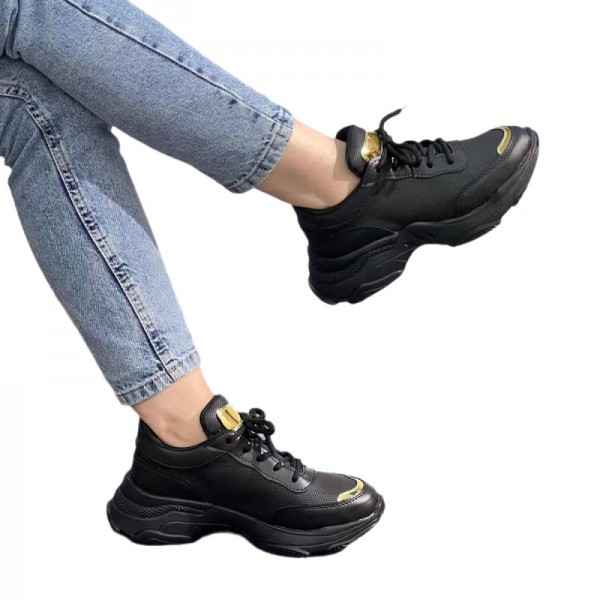 Women Fashion Plus Size Solid Color Mesh Round Toe Thick-Soled Lace-Up Sneakers