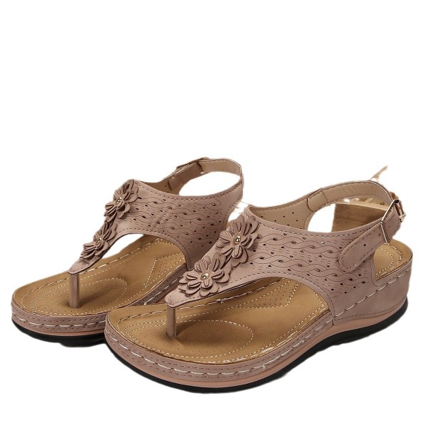 Women Summer Fashion Plus Size Flower Round Toe Thong Sandals