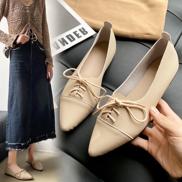 Spring Summer Fashion Casual Plus Size Women Lace-Up Flat Work Loafers Shoes