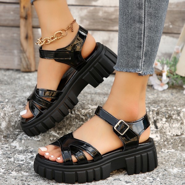 Summer Women Casual Plus Size Round Toe Thick-Soled Sandals