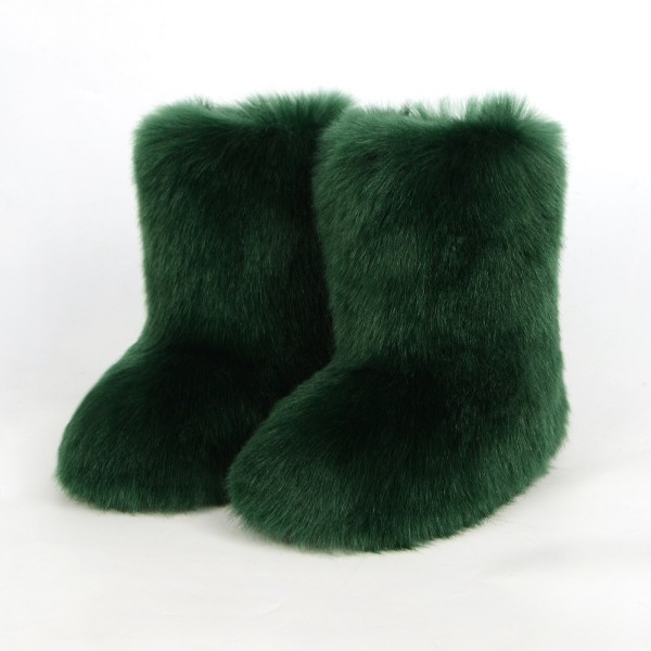 Autumn And Winter Women Fashion Plus Size Non-Slip Warm Imitation Raccoon Fur Snow Boots