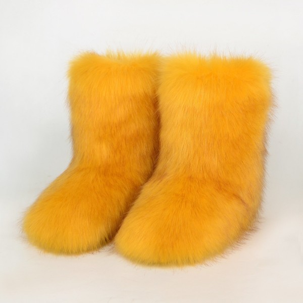 Autumn And Winter Women Fashion Plus Size Non-Slip Warm Imitation Raccoon Fur Snow Boots