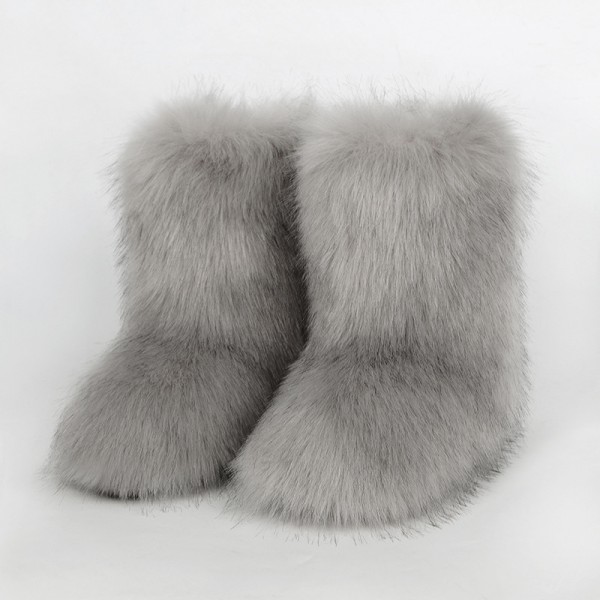 Autumn And Winter Women Fashion Plus Size Non-Slip Warm Imitation Raccoon Fur Snow Boots