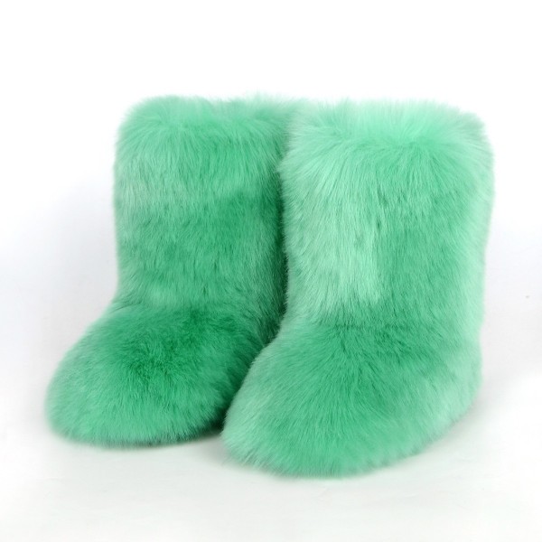 Autumn And Winter Women Fashion Plus Size Non-Slip Warm Imitation Raccoon Fur Snow Boots