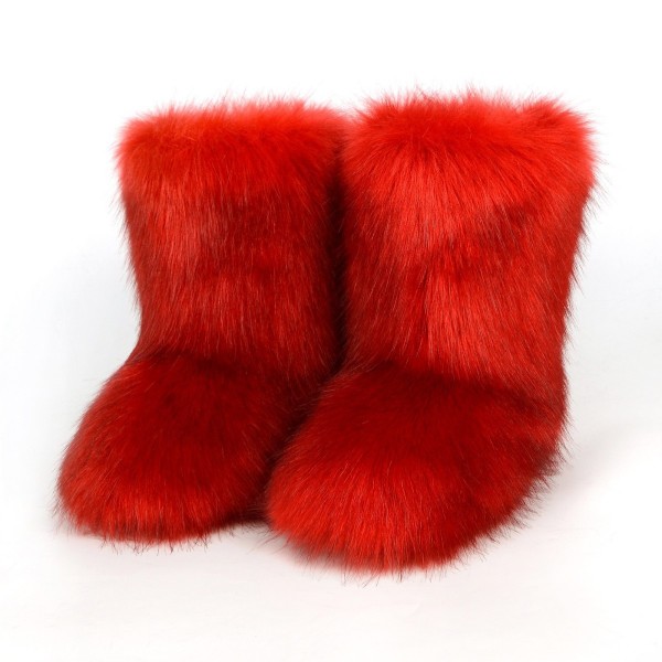 Autumn And Winter Women Fashion Plus Size Non-Slip Warm Imitation Raccoon Fur Snow Boots