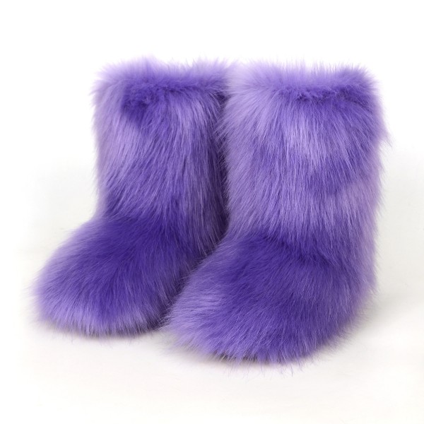 Autumn And Winter Women Fashion Plus Size Non-Slip Warm Imitation Raccoon Fur Snow Boots