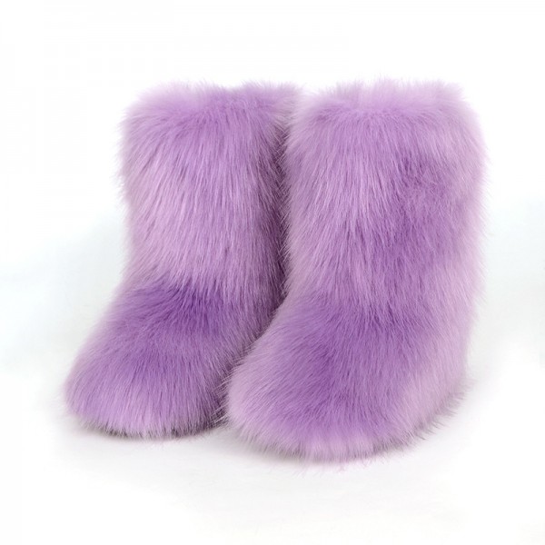 Autumn And Winter Women Fashion Plus Size Non-Slip Warm Imitation Raccoon Fur Snow Boots