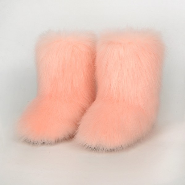 Autumn And Winter Women Fashion Plus Size Non-Slip Warm Imitation Raccoon Fur Snow Boots