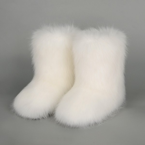 Autumn And Winter Women Fashion Plus Size Non-Slip Warm Imitation Raccoon Fur Snow Boots
