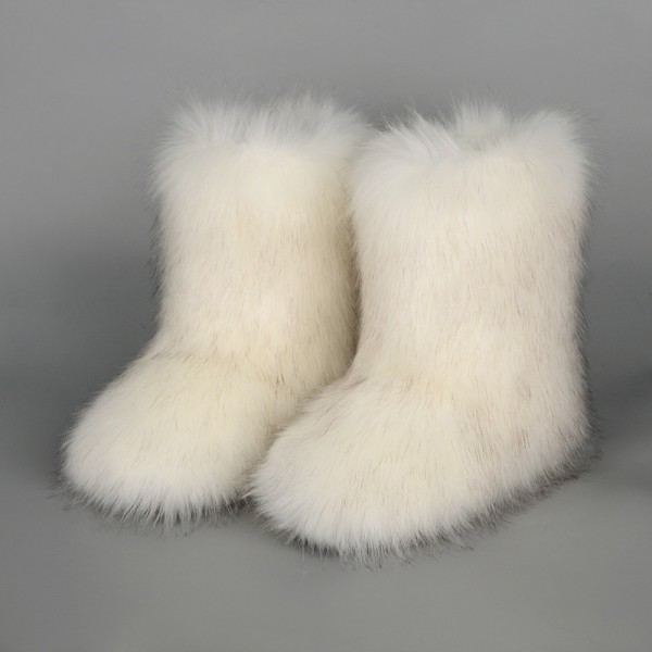 Autumn And Winter Women Fashion Plus Size Non-Slip Warm Imitation Raccoon Fur Snow Boots