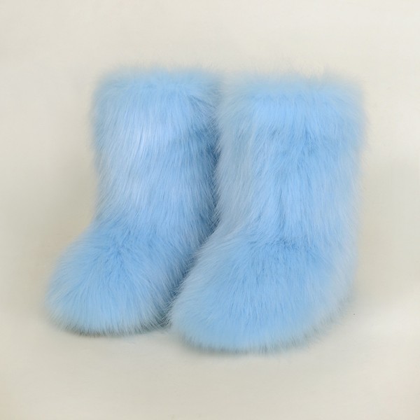 Autumn And Winter Women Fashion Plus Size Non-Slip Warm Imitation Raccoon Fur Snow Boots