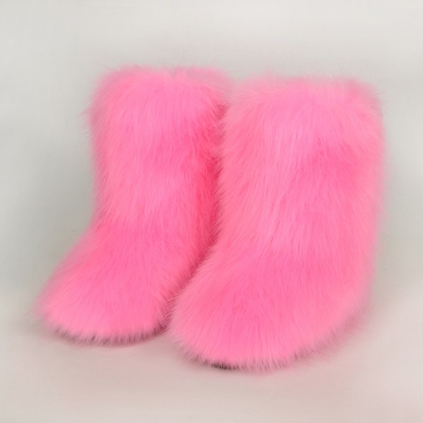 Autumn And Winter Women Fashion Plus Size Non-Slip Warm Imitation Raccoon Fur Snow Boots