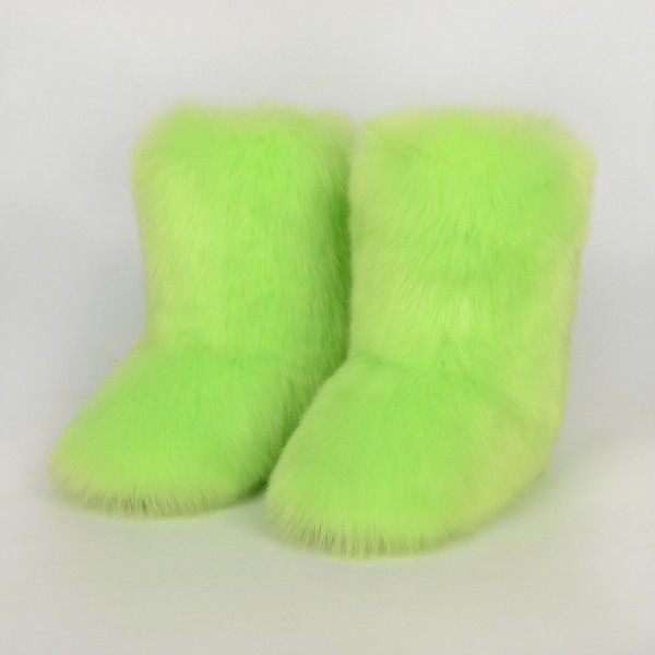 Autumn And Winter Women Fashion Plus Size Non-Slip Warm Imitation Raccoon Fur Snow Boots
