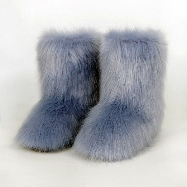 Autumn And Winter Women Fashion Plus Size Non-Slip Warm Imitation Raccoon Fur Snow Boots