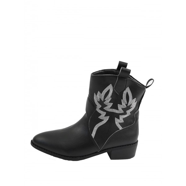 Women Fashion Plus Size Embroidery Pointy Toe Short Boots